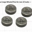 4-Four_Large_Spoke_Wheel-Tire.jpg N Scale - White COE Fuel Truck for switch machine push-pull slide
