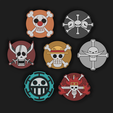 onepice-drink-coasters4.png One Piece flags Drink coasters set