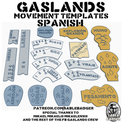 GASLANDS MOVEMENT TEMPLATES EXPLOSION GRANDIE PEGAMENT © PATREON.COMSABLEBADGER SPECIAL THANKS TO MIKAEL MIKAELIS MICAELENSIS AND THE REST OF THE FB GASLANDS CREW Free STL file Gaslands - Movement Templates 2022 Spanish・3D printer design to download, Sablebadger
