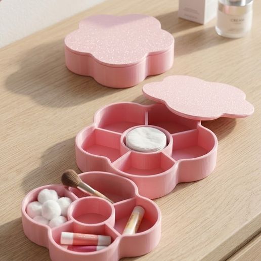 Organizador Fofinho em Formato de Flor 🌷- Tampa com  Divisórias
