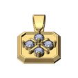 Clover-cross-diamond-cluster-Square-13x13mm-emrald-shaped-pendant-charm-02.jpg Clover cluster square emrald shaped pendant charm with bail 3D print model