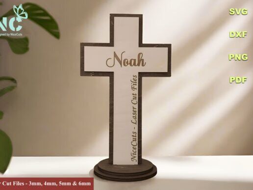 Cruz de madera grabada con laser 3D model