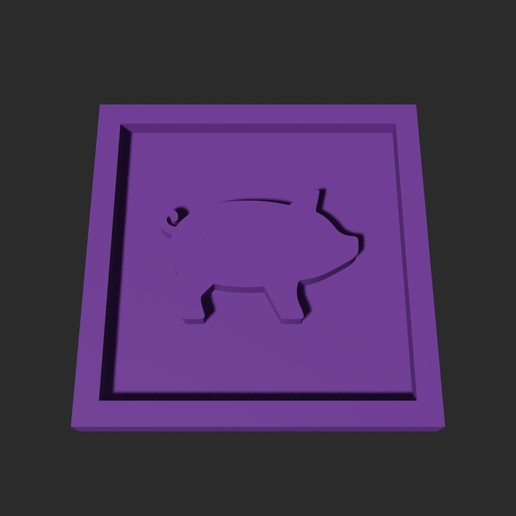 Pig Square – 3D Printable Game Token