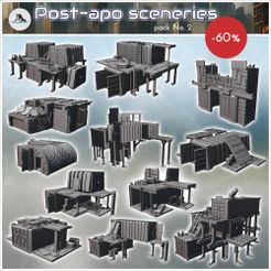 WB-AW-P01.jpg Post-apocalypse scenery pack No. 2 - Future Sci-Fi SF Post apocalyptic Tabletop Scifi 28mm 15mm 20mm Modern
