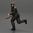 3DG-0001.jpg gangster man in hoodie fears running and holds a baseball bat