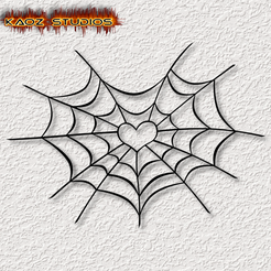 project_20230930_1642150-01.png Fichier STL art mural toile d'araignée coeur décoration murale toile d'araignée coeur décoration halloween・Idée pour impression 3D à télécharger