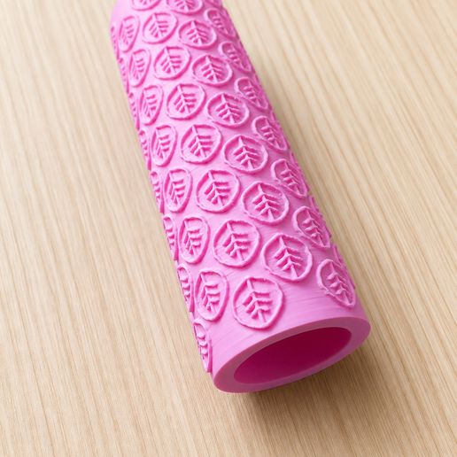 Texture roller for polymer clay with embossed leaves MODEL 2 | Tool for creating embossed patterns for clay earrings and jewelry | STL file 3D model
