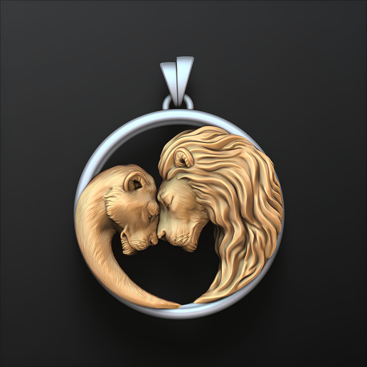 Lion & Lioness Heart Pendant