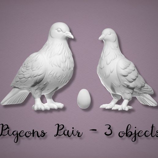 Dollhouse Pigeons Pair with Egg STL – Garden Miniature Birds 1:12