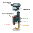 PISTON RING.stl / MECHANISM BODY-.stl N\ GEAR.stl AXLE.stl LIFTER.stl ——” ee Fichier STL SUPPORT DE PAROI POUR CYLINDRE/PISTON 2 TEMPS・Design pour imprimante 3D à télécharger