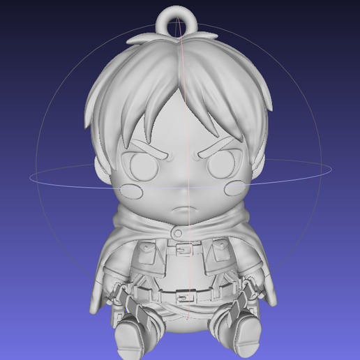 Llavero Eren Jaeger Chibi STL - Attack on Titan Shingeki no Kyojin Keychain 3D - Legión de Reconocimiento Anime Print-in-Place y Resina