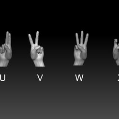 1X6.jpg STL file HAND SIGN LANGUAGE ALPHABET U V W X・Model to download and 3D print