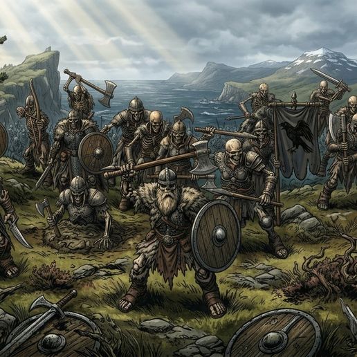 Skeletal Viking Army – 20 High-Detail Miniature Pack - 32mm