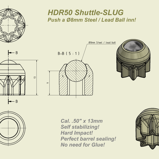 SHUTTLE SLUG FOR HDR50 3D model