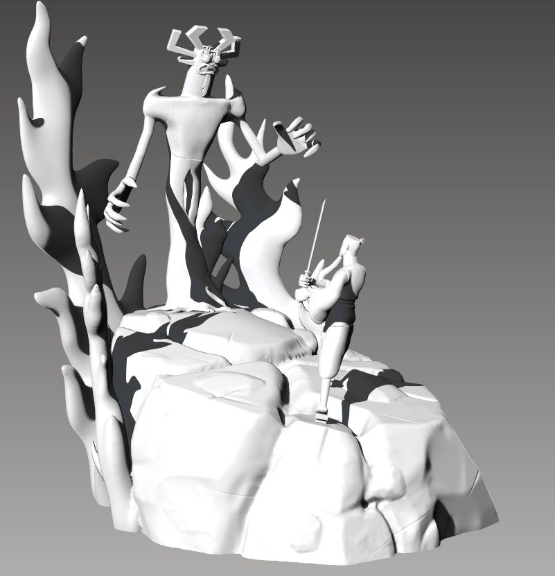 3.jpg Descargar archivo Samurai Jack contra Aku en maqueta/Diorama 3D • Diseño para impresión en 3D, anthonysamir3d