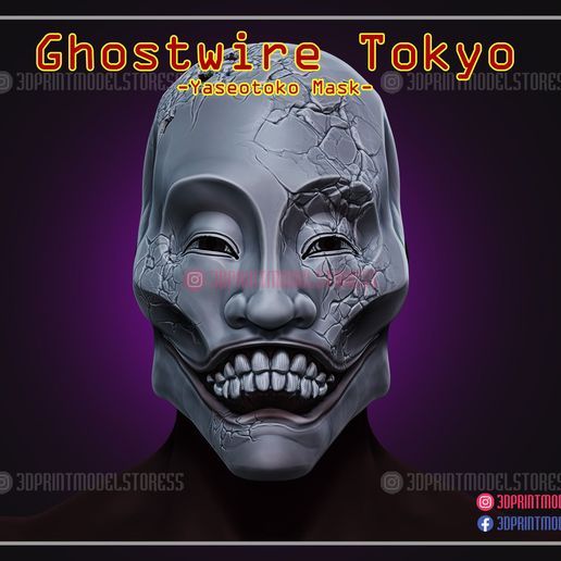@ 3DPRINTMODELSTORESS @ 3DPRINTMODELSTORE Fichier 3D Masque Tokyo Ghostwire - Yaseotoko Cosplay Halloween・Plan à imprimer en 3D à télécharger, 3DPrintModelStoreSS