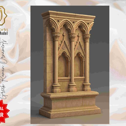 Gothic Wall 3D Model | Digital Download | gothic home decor | Arched Facade for Rendering Game Design | CNC Laser and 3D printing