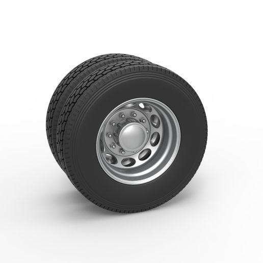 Rear custom wheel of semi truck Version 20 (1:25 Scale)