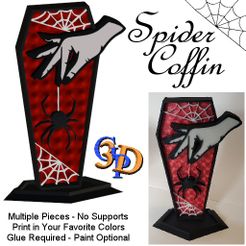 Spider-Coffin-IMG.jpg STL file Spider Web Coffin Halloween Shelf Gothic Witch Vampire Decor・3D printing model to download