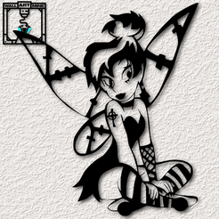 project_20230917_2037179-01.png STL file Gothic Tinkerbell wall art Goth Tinkerbell wall decor disney fan art Halloween decor・3D print model to download