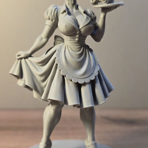 Headless Maid Carrying Her Own Head – Haunted Servant Fantasy STL Miniature