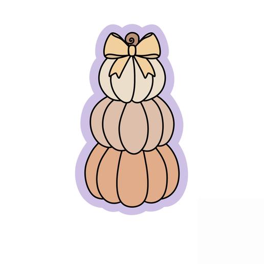 Stacked Pumpkins with Bow Cookie Cutter STL – 2 Inch Fall 3D Print File