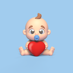BabyHeart2.jpg 3D-Datei Baby-Herz・Design für 3D-Drucker zum herunterladen, Usagipan3DStudios