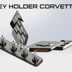 porteclé-3d.jpg CORVETTE soporte ganchillo porte clé llavero caja c2 c3 c4 c5 c6 c7 c8 ls2 ls3 ls7 z06 zr1