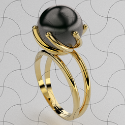 Ring085.png STL file Fine Jewelry, Pearl Ring 03・Model to download and 3D print
