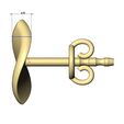 Bent-leaf-Stud-earring-06.jpg Simple twisted leaf stud earring 3D print model