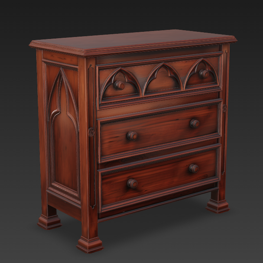 Gothic Style Furniture Set Antique Design Gothic Doll House Model Making and Dioramas - 3D model önizlemesi