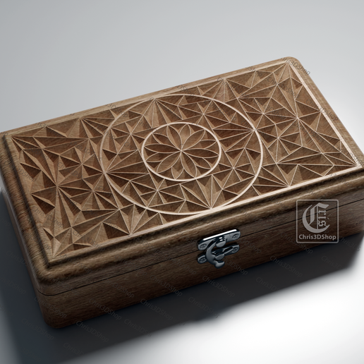 V-Carved Rectangular Jewelry Box - Files for CNC and 3D Printer