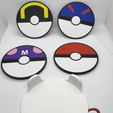 Pokemon-1-watermark.png Pokeball themed coaster holder (7 colored print)