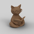 SimLab2965.png Low Poly Lesen Katze - Bibliothek Dekor