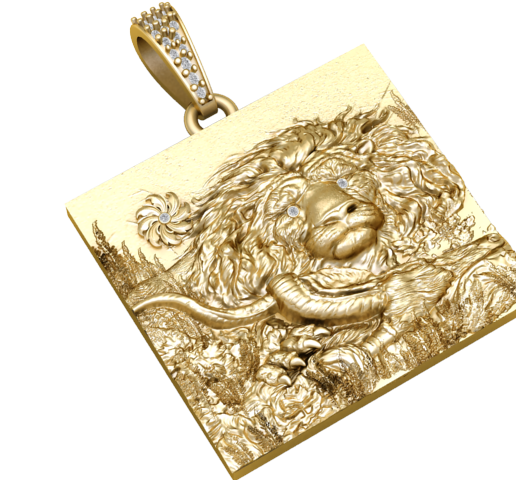 3D Gold Lion Pendant Design – Luxury Wildlife Jewelry