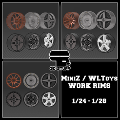 MiniZ-WLToys-Rims-Work-1.png STL file 1:28 RC - Work rims for MiniZ / WLToys (AWD)・3D printing model to download