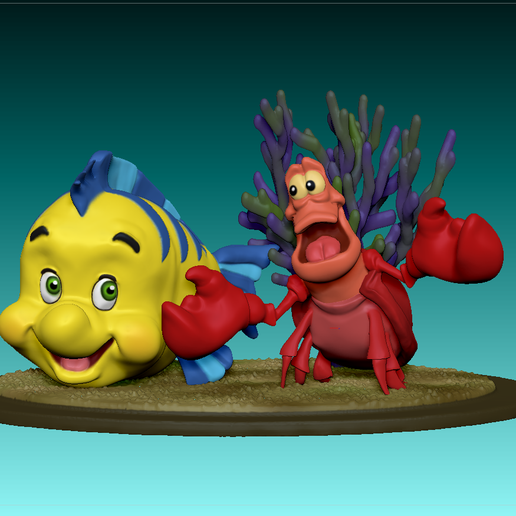 flounder and sebastian from the little mermaid cartoon movie