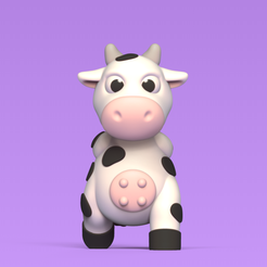 Cod2642-Worried-Cow-1.png Fichier 3D Vache inquiète・Idée pour impression 3D à télécharger, Usagipan3DStudios