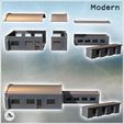 2.jpg Set of two modern brick buildings with curved roofs (18) - Modern WW2 WW1 World War Diaroma Wargaming RPG Mini Hobby