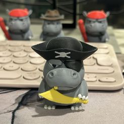 Pirate Hippo 3D - Modèle imprimable en 3D (Inclut le fichier 3MF pour Bambulab)