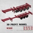 3D PRINT MODEL 14 16 18 24 25 28 32 35 SCALE Container Trailer scale. Semi trailer frame shipping container chassis