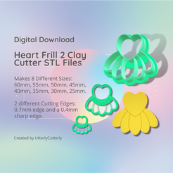 Cover-7.png Fichier 3D Heart Frill 2 Clay Cutter - Valentines STL Digital File Download- 8 sizes and 2 Cutter Versions・Plan imprimable en 3D à télécharger