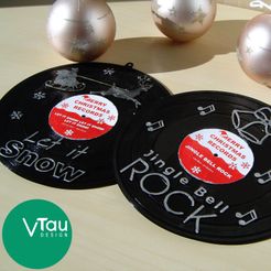 record_new.jpg Fichier STL Chansons de Noël Vieux disques | Décorations de Noël | Cadeau de Noël Cadeau | Let It Snow | Jingle Bell Rock | Facile à imprimer | Vtau Design・Modèle à télécharger et à imprimer en 3D