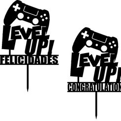principal.jpg STL-Datei x2 Tortenaufleger Tortendekoration - Gamer Level UP - Glückwunsch・Design für 3D-Drucker zum herunterladen