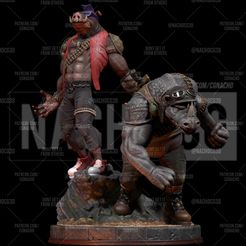 1.jpg Fichier STL Fan Art Rocksteady et Bebop de TMNT - Statue・Plan pour imprimante 3D à télécharger