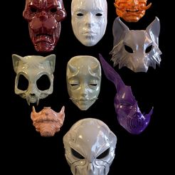 pack.jpg Файл 3D pack of 9 assorted masks・3D-печатная модель для загрузки, zaider