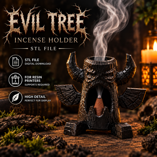 Evil Tree Incense Holder – Dark Fantasy Resin STL
