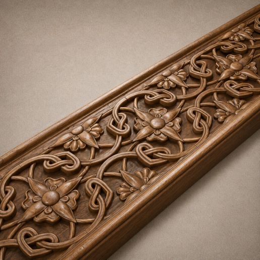 🖼️ Floral Decorative Border STL for CNC Frieze Moulding Panel
