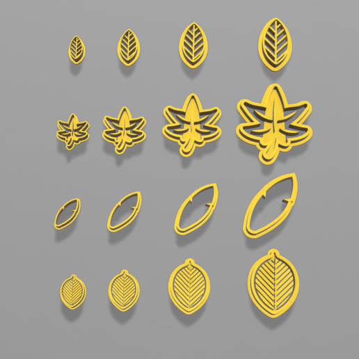 POLYMER CLAY CUTTER LEAF / SET OF 4 MODELS 3D model