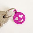 keychain_heart_emoji_3D_printed_6.jpg Free STL file Heart Eyes Emoji Keychain Addon・Object to download and to 3D print